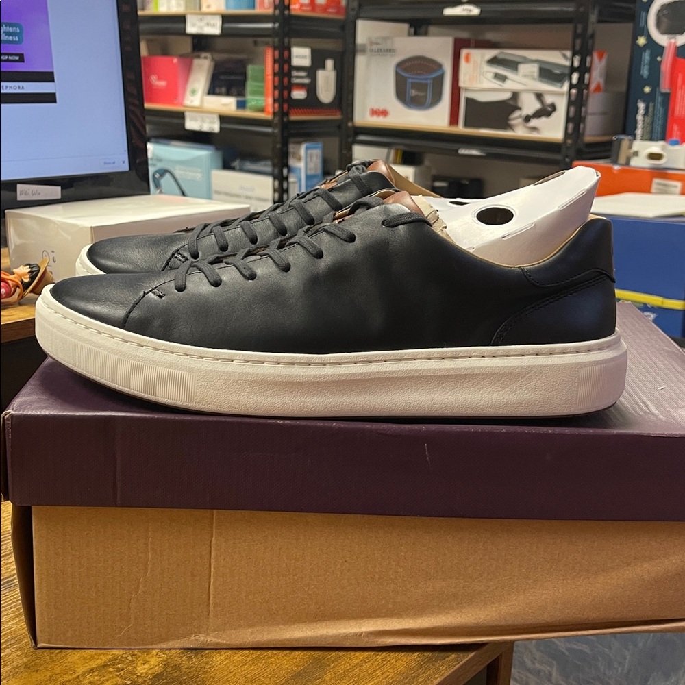 Johnston & Murphy Black Leather Sneakers